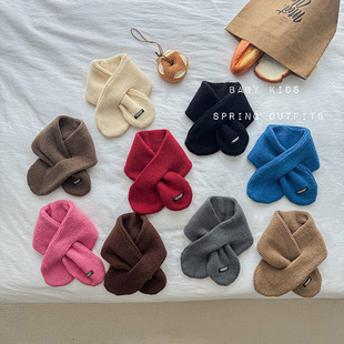 婴幼儿童糖果色套口针织围巾脖套秋冬百搭男女宝宝保暖毛线围脖