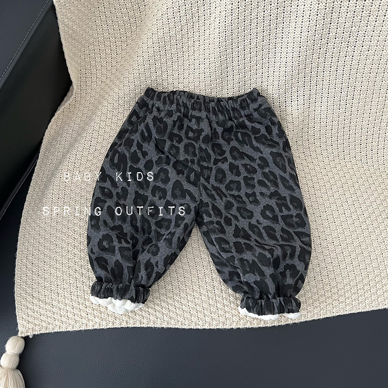 男宝宝冬装裤子冬季婴幼儿童冬装加绒加厚豹纹休闲长裤外穿收脚裤