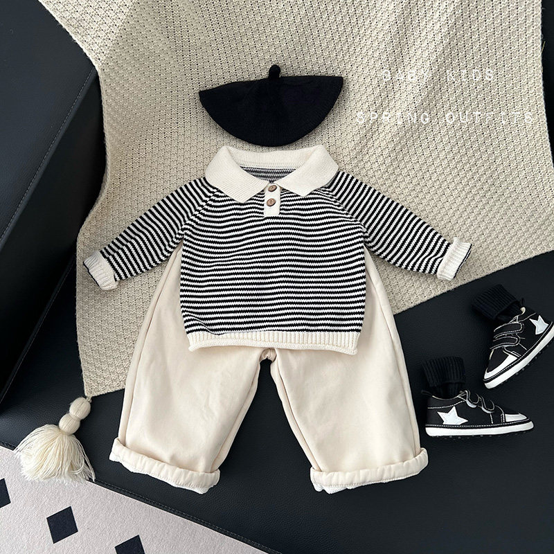 ins风男宝宝春秋韩版针织条纹上衣婴幼儿百天周岁衣服外出POLO衫,童装/婴儿装/亲子装,毛衣/针织衫,淘宝优惠券,粉丝福利购,淘宝优惠卷