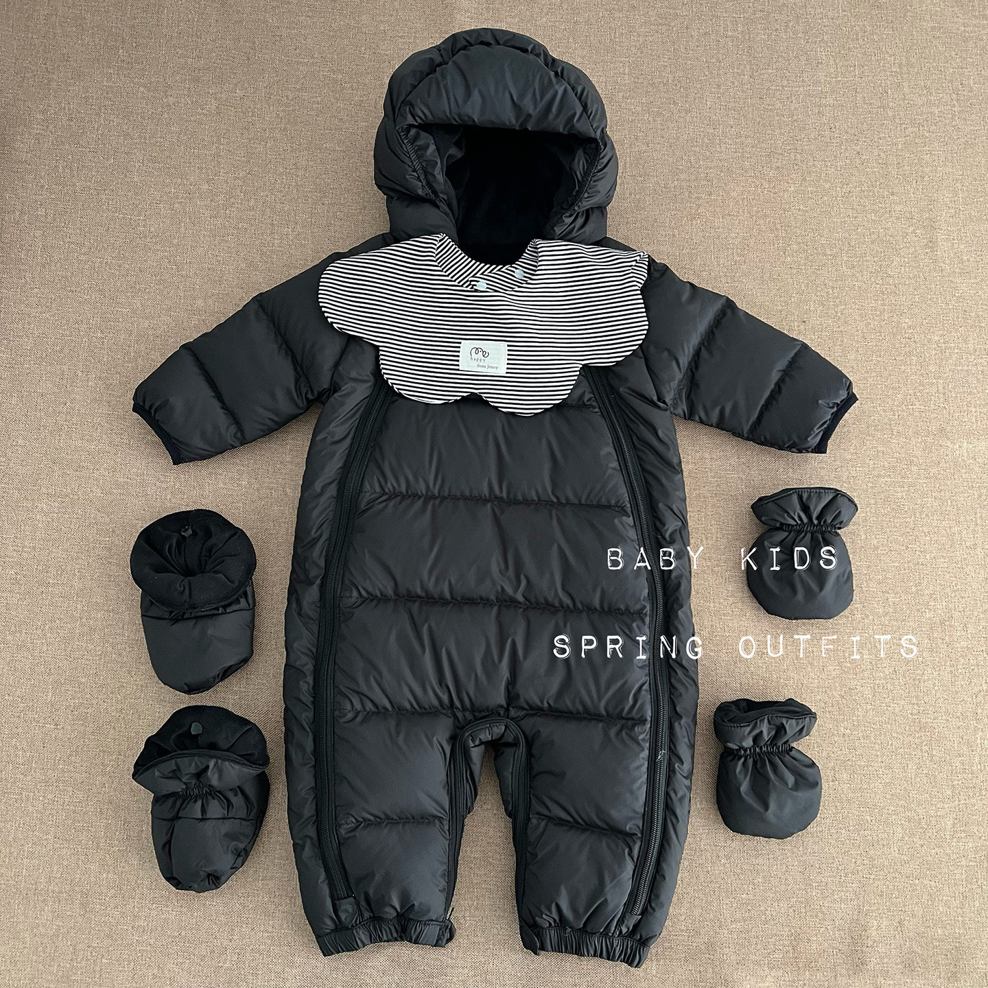 婴儿冬季新款羽绒服男女宝宝加厚羽绒哈衣儿童保暖防风外出连体衣
