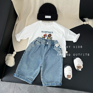 外出洋气阔腿直筒裤 宝宝春装 简约百搭牛仔裤 韩版 子 衣服婴幼儿春季