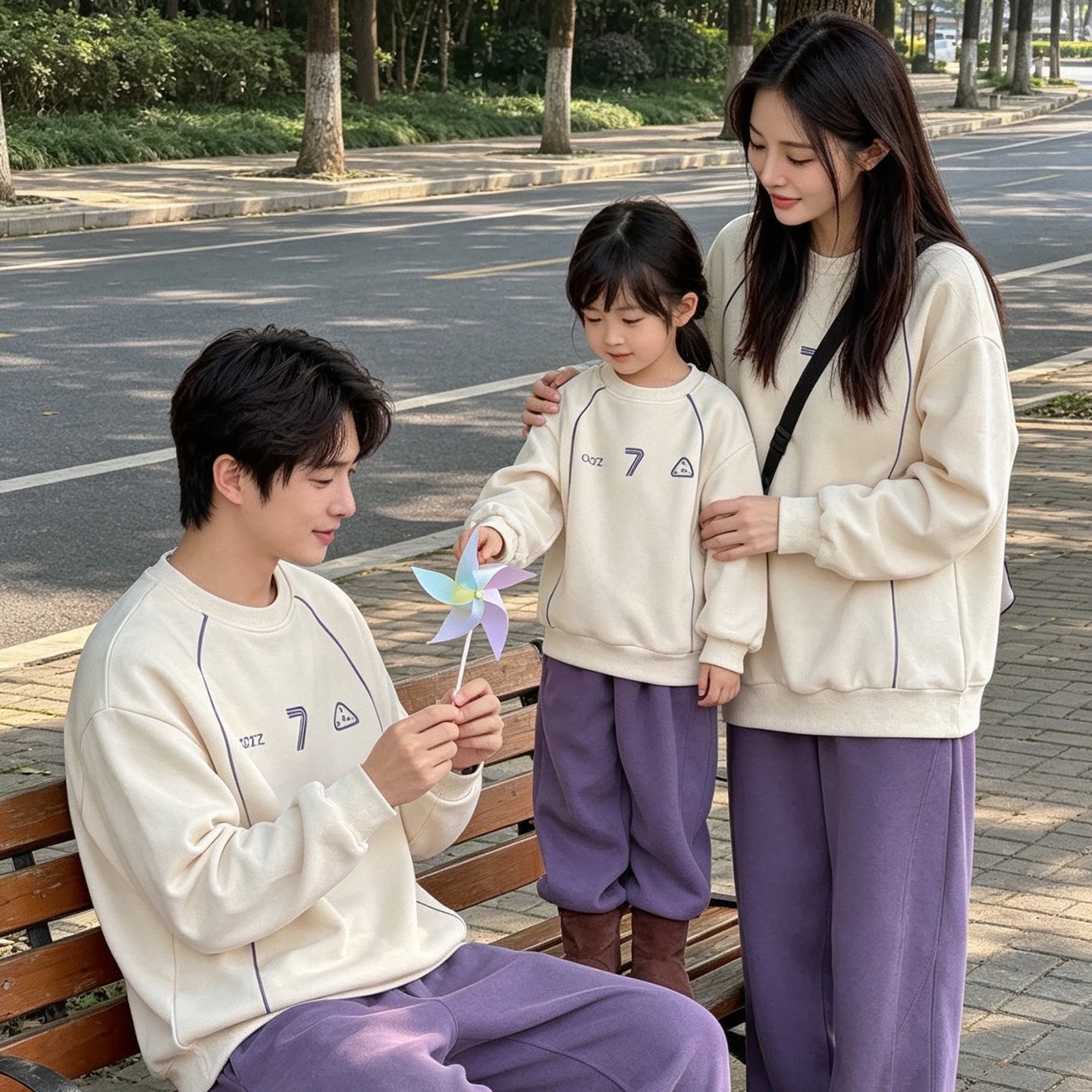 亲子装秋冬装一家三四口母子母女全家装宽松运动童装卫衣家庭装潮