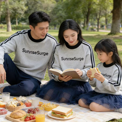 亲子装秋冬装一家三口四口母子母女宽松加绒卫衣家庭装活动装潮