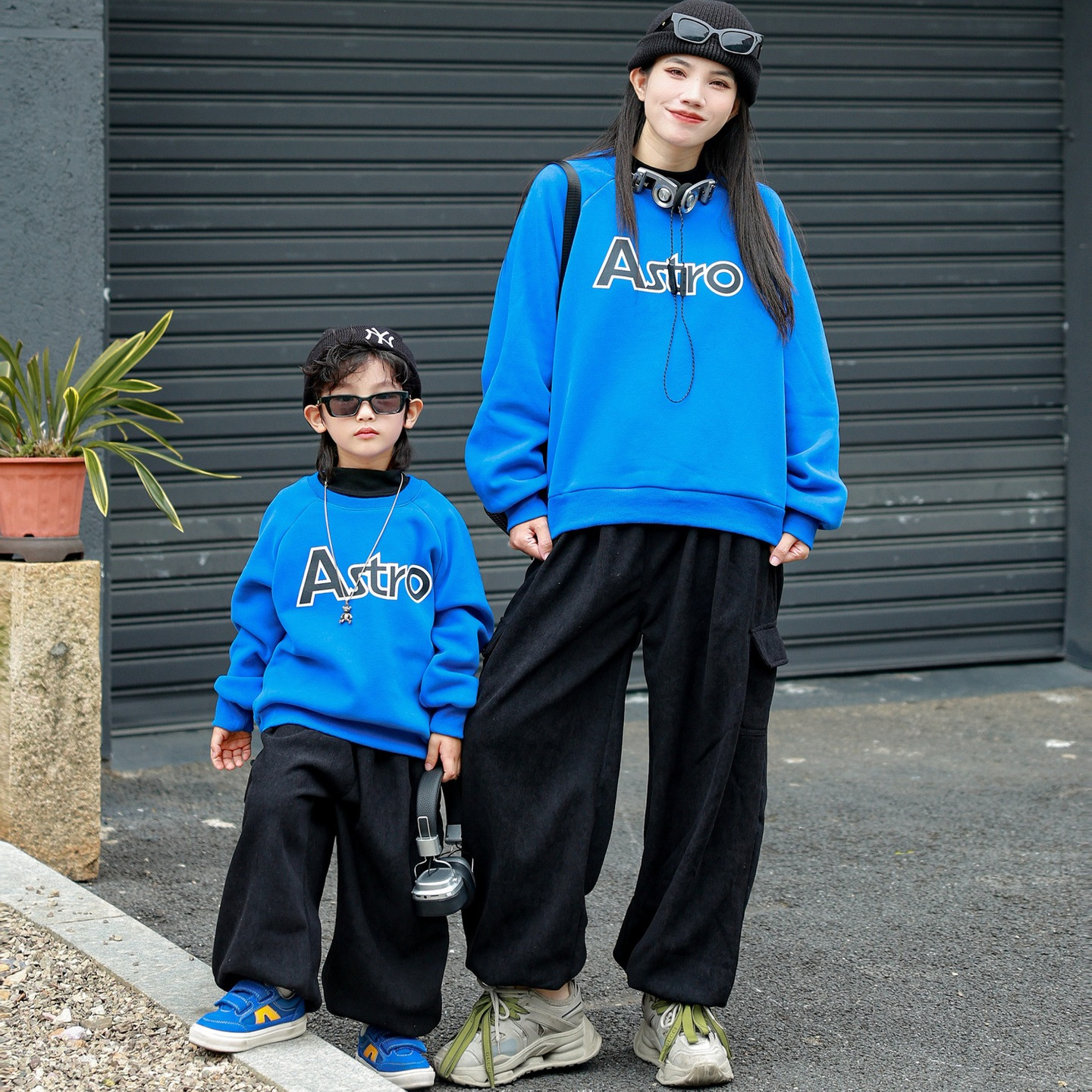 男童女童套装2025新款母子母女洋气加绒卫衣亲子装秋冬装运动套装