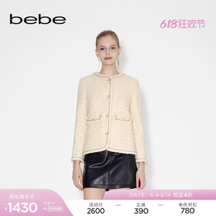 经典 延续 bebe冬季 系列女士优雅粗花呢羊毛夹克外套440309