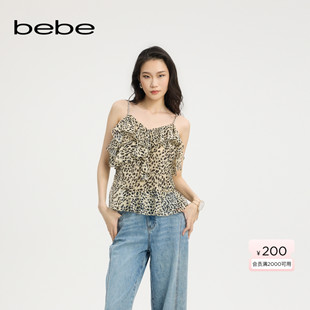 女士吊带雪纺豹纹印花梭织衫 新款 bebe2025夏季 280308 波嬉风
