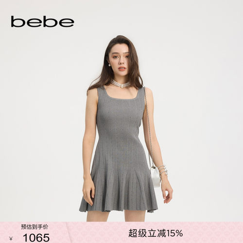 bebe夏季新款背心针织连衣裙