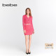 bebe春夏系列女士气质修身 金属扣条纹设计短款 针织半裙120211