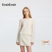 bebe冬季 女士含羊毛仿珍珠装 饰花边千金风高级套头针织上衣430525