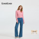 bebe冬季 411006 型斑马条纹牛仔裤 系列女士蝴蝶结装 饰直筒版