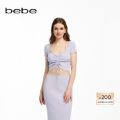 bebe夏季 新款 女士气质水晶吊带针织上衣230405