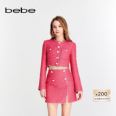 bebe春夏系列气质花纱圆领短款 明星同款 夹克外套140314