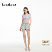 bebe夏季 系列女士气质磨边破洞牛仔短裤 211501