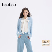 女士浅蓝色钩花镂空气质针织开衫 bebe2025秋季 新款 330605