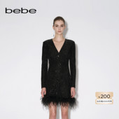 bebe春夏V领修身 璀璨派对 亮片连衣裙350012