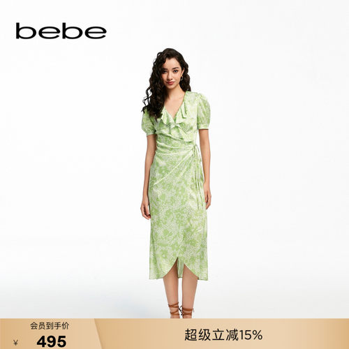 bebe夏季新款薄款印花连衣裙