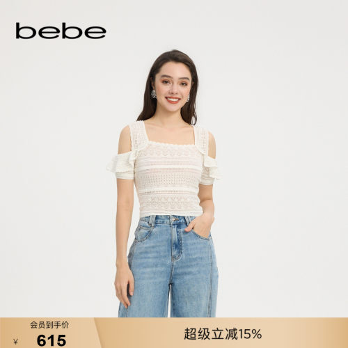 bebe夏季新款肩带背心针织上衣