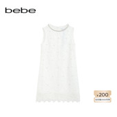 女士白色气质风无袖 bebe2025夏季 新款 蕾丝花边H型连衣裙250002