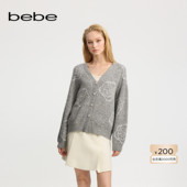 宽松亮片玫瑰提花针织开衫 bebe冬季 系列女士时尚 430605