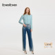 冬季 新款 女士时尚 bebe 水洗直筒钉珠缀饰牛仔裤 411004