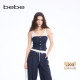 bebe2026春季 新款 女士气质风假两件拼接设计条纹吊带181201
