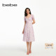 蝴蝶结长款 bebe夏季 系列女士薄款 碎花印花连衣裙250008
