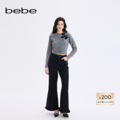 显瘦黑色喇叭牛仔裤 bebe2025秋冬新款 女士百搭通勤风修身 411003