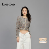bebe春夏女士金属链条编织粗花呢圆领箱型外套140316