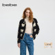 饰撞边宽松针织外套开衫 bebe冬季 女士含羊毛羊驼毛蝴蝶结装 430602