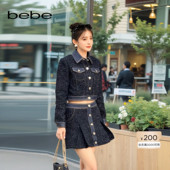 bebe秋季 系列女士撞色牛仔花纱外套340317