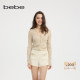 bebe2025夏季 230509 针织开衫 新款 女士蛇型波浪纹印花两件套长袖