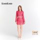 bebe春夏系列短款 明星同款 开叉粗花呢花纱半身裙120209