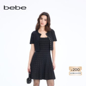 新款 女士经典 黑圆领波点短袖 bebe2026春季 针织开衫 130601