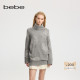 bebe冬季 女士高领宽松直身亮片玫瑰提花针织连衣裙430901