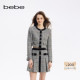 bebe秋季 女士编织肌理感花呢格纹仿钻扣气质花纱短款 外套340314