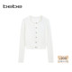 bebe2026春季 130609 含羊毛针织开衫 新款 女士通勤百搭风圆领长袖