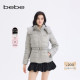 bebe2025秋冬新款 女士收腰logo装 饰可拆连帽束带沙漏羽绒服403401