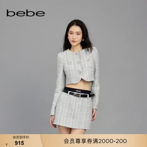 bebe春季新款圆领短款外套