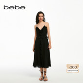 bebe夏季 系列女士气质薄款 抽褶荷叶边连衣裙250001