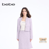 明星同款 bebe2026春季 新款 女士小香风圆领针织开衫 130603