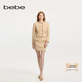 bebe冬季 女士含羊毛羊驼毛千金玛德琳纽扣缀饰针织半身裙430809