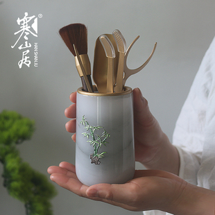 寒山居玉石茶道六君子套装轻奢茶具茶刀茶勺茶筒养壶笔茶配件茶夹