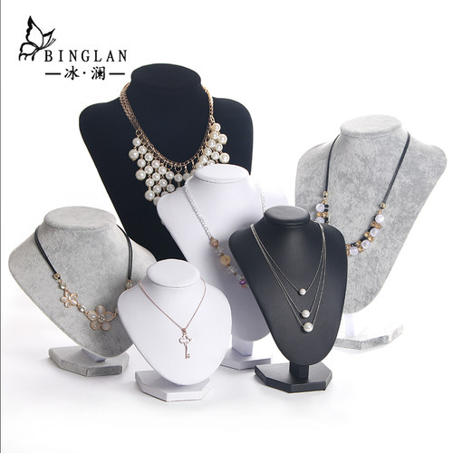 冰澜绒布项链展示架人像珠宝