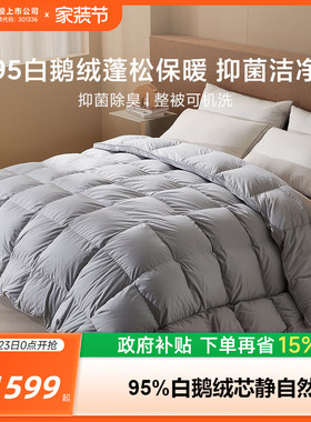 8H羽绒被95白鹅绒1.5米1.8米抗菌可机洗冬被加厚保暖被芯机洗被子