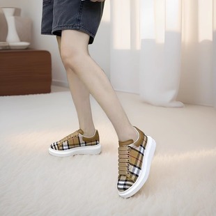 秋季 板鞋 新款 格纹2025系带增高休闲耐磨潮流情侣款 英伦风经典 女装