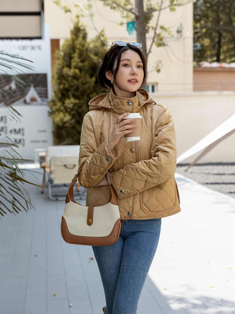 连帽宽松短款防水棉衣外套