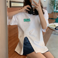 實拍短袖t恤女夏新款韓版寬鬆百搭背後字母印花ins上衣潮