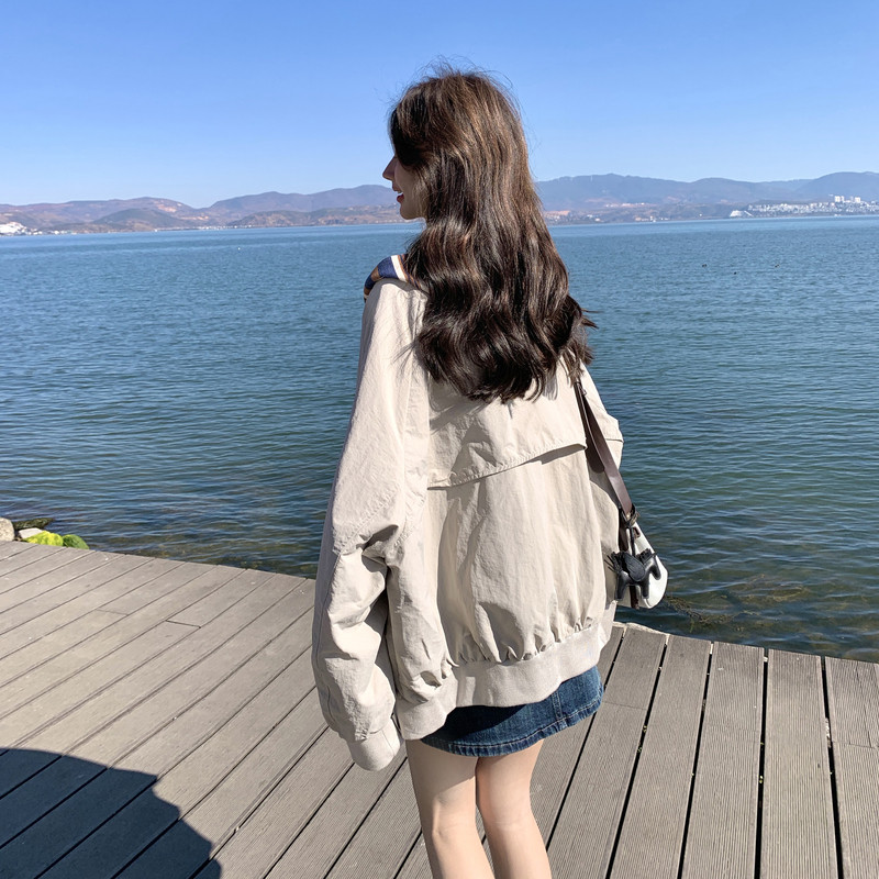 2C221-F252-P185K298【已出货】米灰色棒球服外套,女装短外套,2C221
