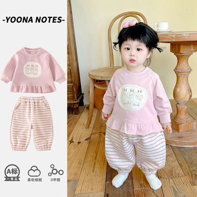 女宝宝衣服秋装套装可爱条纹