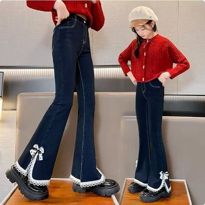女童牛仔裤宽松阔腿时尚潮流女童2025年新款牛仔裤女大童牛仔喇叭